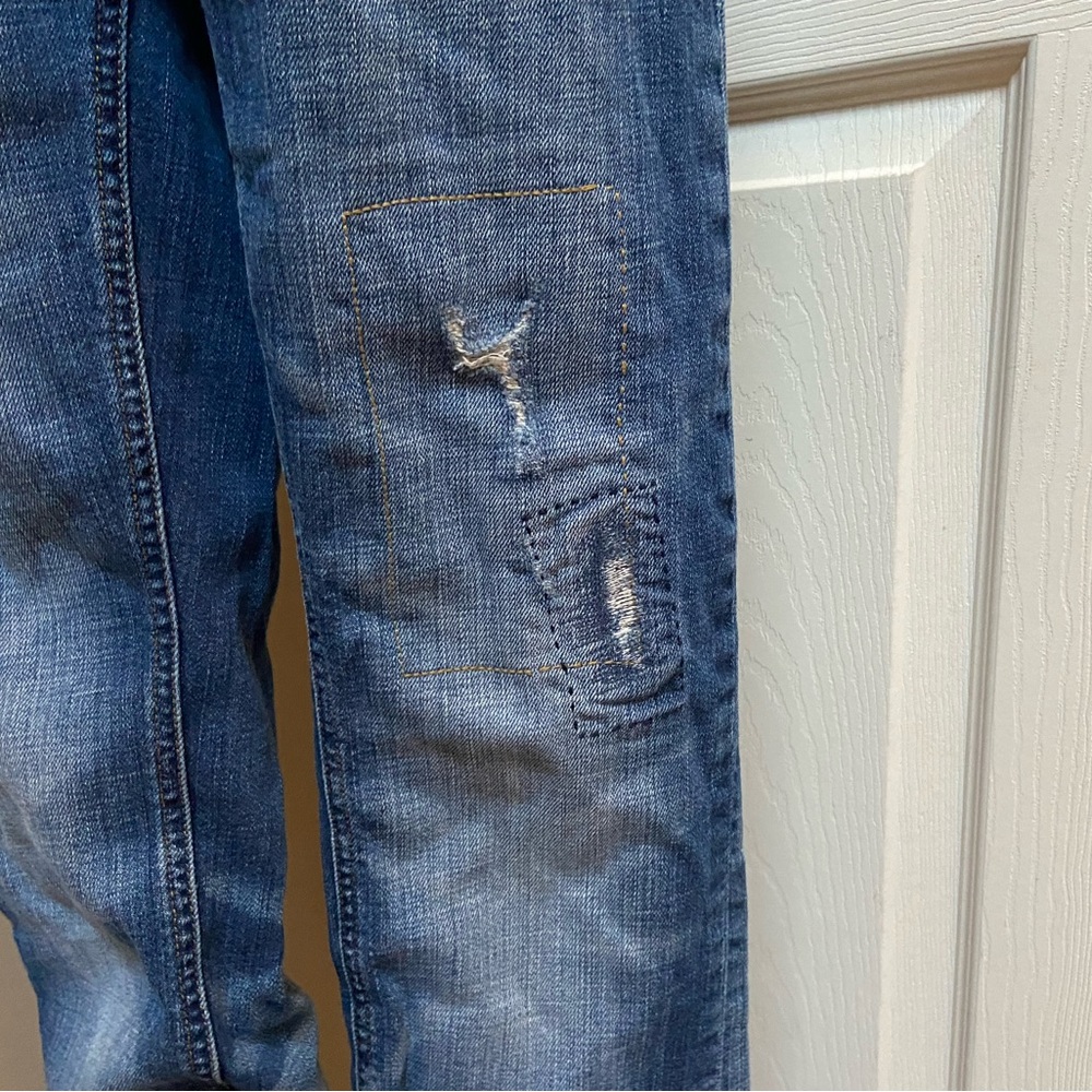 Gap Distressed Patchwork Low Rise Straight Leg Bl… - image 3